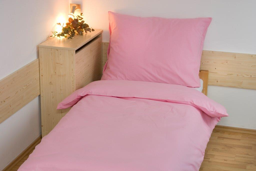 Prodloužené povlečení bavlna UNI 140x220, 70x90 cm Růžová, hotelový uzávěr